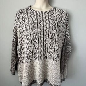 Peruvian Connection Oversized Pima Cotton Sweater M L Tan Beige Cozy Natural